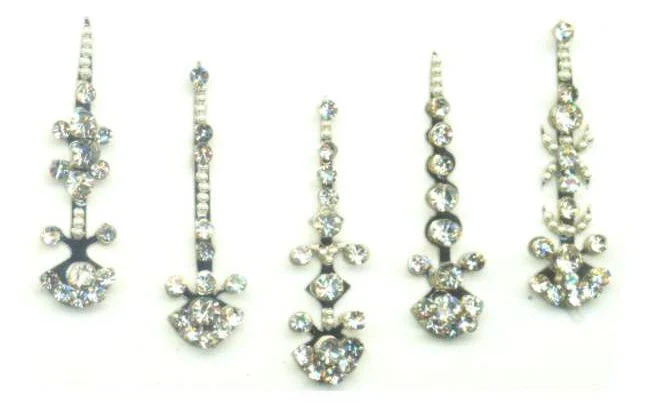 Silver Crystal Designer Bindis (5 Bindis)