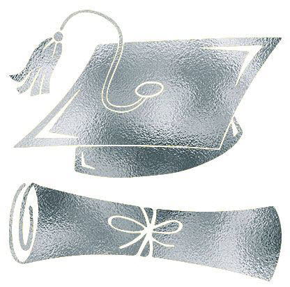 Silver Graduation Cap PrismFoil Tattoo