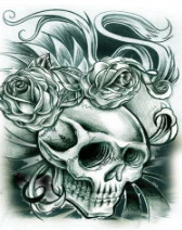 Skull with Roses