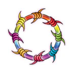 Small Rainbow Barbed Wire Ring Tattoo