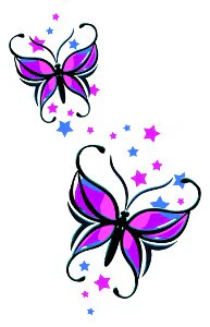 Star Butterflies Fashion Tattoo