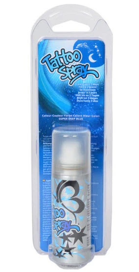 Super Deep Blue Temporary Tattoo Spray 50 ml + 3 Stencils