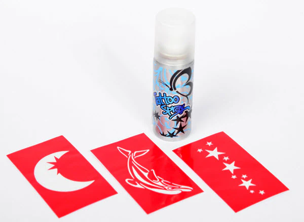Super Deep Blue Temporary Tattoo Spray 50 ml + 3 Stencils - Image 4