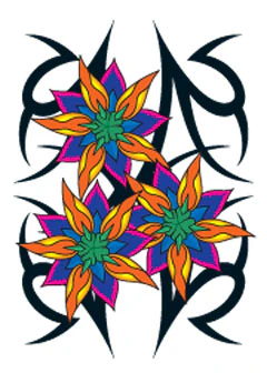 Tribal 3 Flowers Tattoo