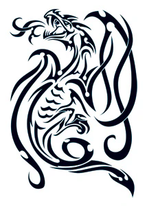Tribal Black Dragon Tattoo