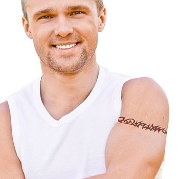 Tribal Red & Gray Band Tattoo - Image 2