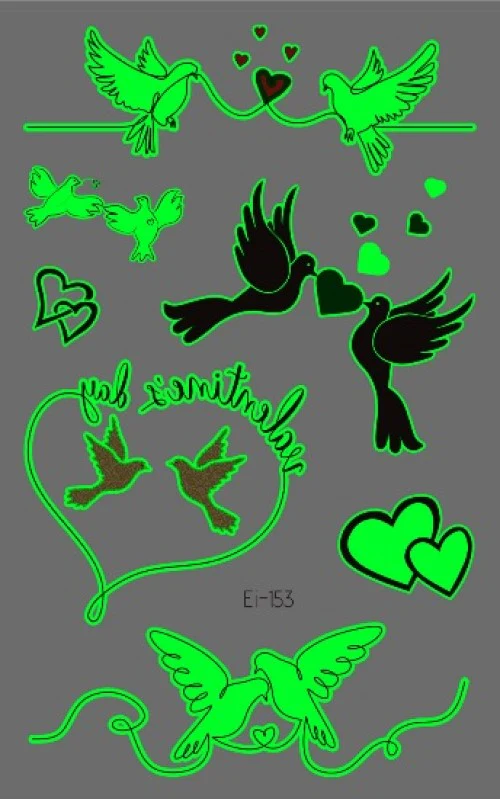 Turtledoves Glow Temporary Tattoo - Image 2