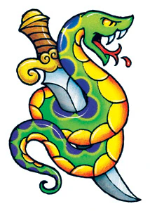 Vintage Snake & Dagger Tattoo