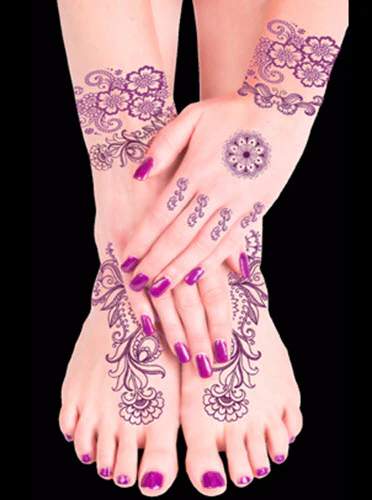 Violet Henna Tattoo Assortment (11 Tattoos) - Image 2