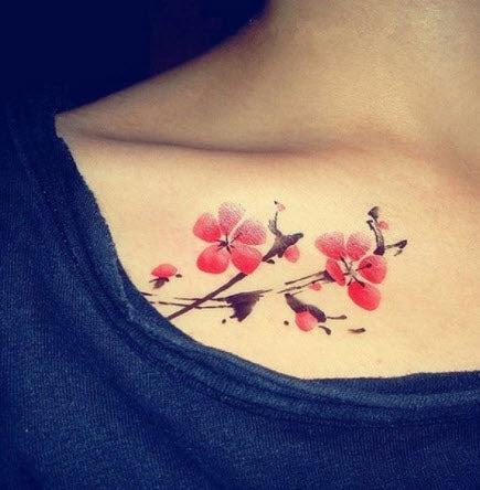 Watercolor Red Flowers Tattoo - Image 3