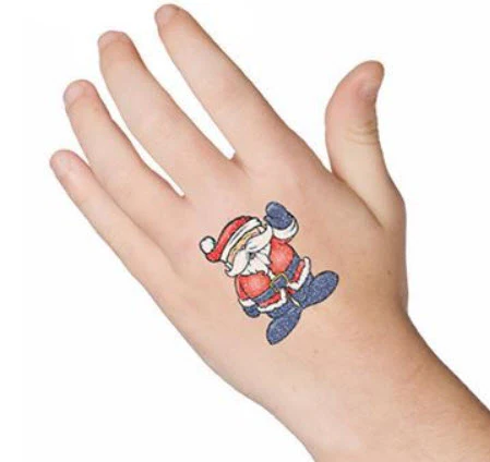 Waving Santa Glitter Tattoo - Image 2
