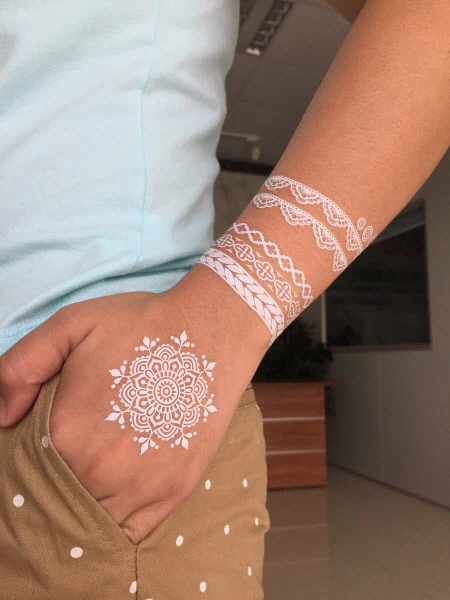 White Flowers & Leafs Tattoos - Image 2