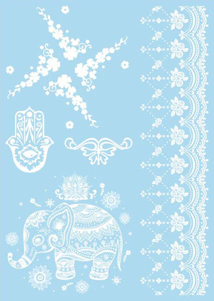 White Henna Elephant Tattoos