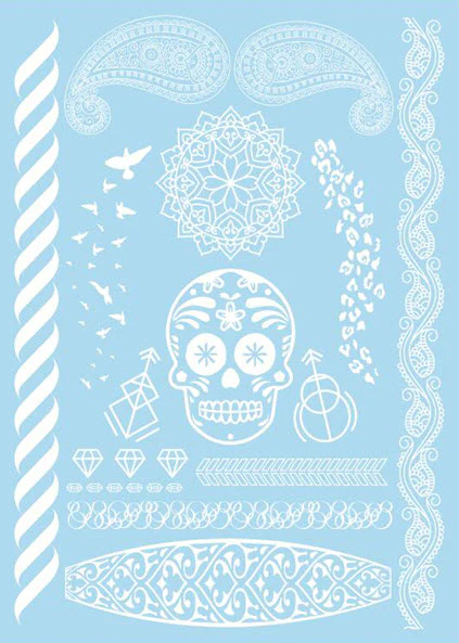 White Henna Skull Tattoos - Image 2