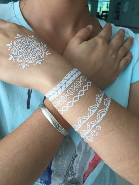 White Lace Fashion Beans Tattoos - Image 5