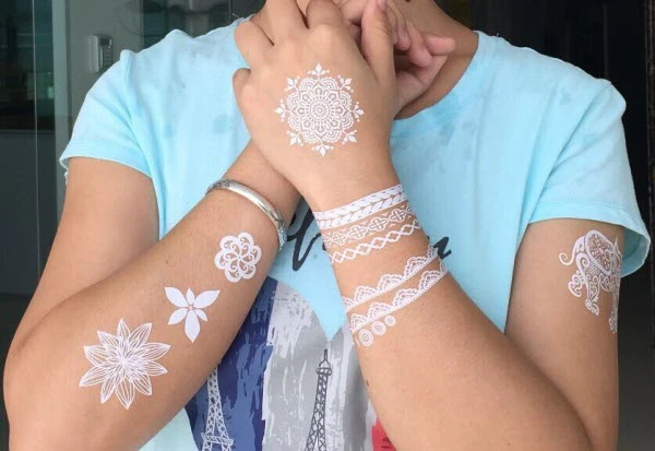 White Lace Floral Henna Tattoo