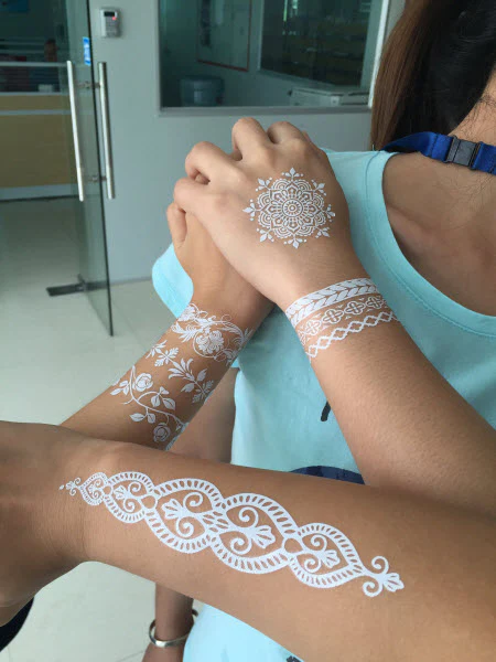 White Lace Henna Mandala Tattoo - Image 6